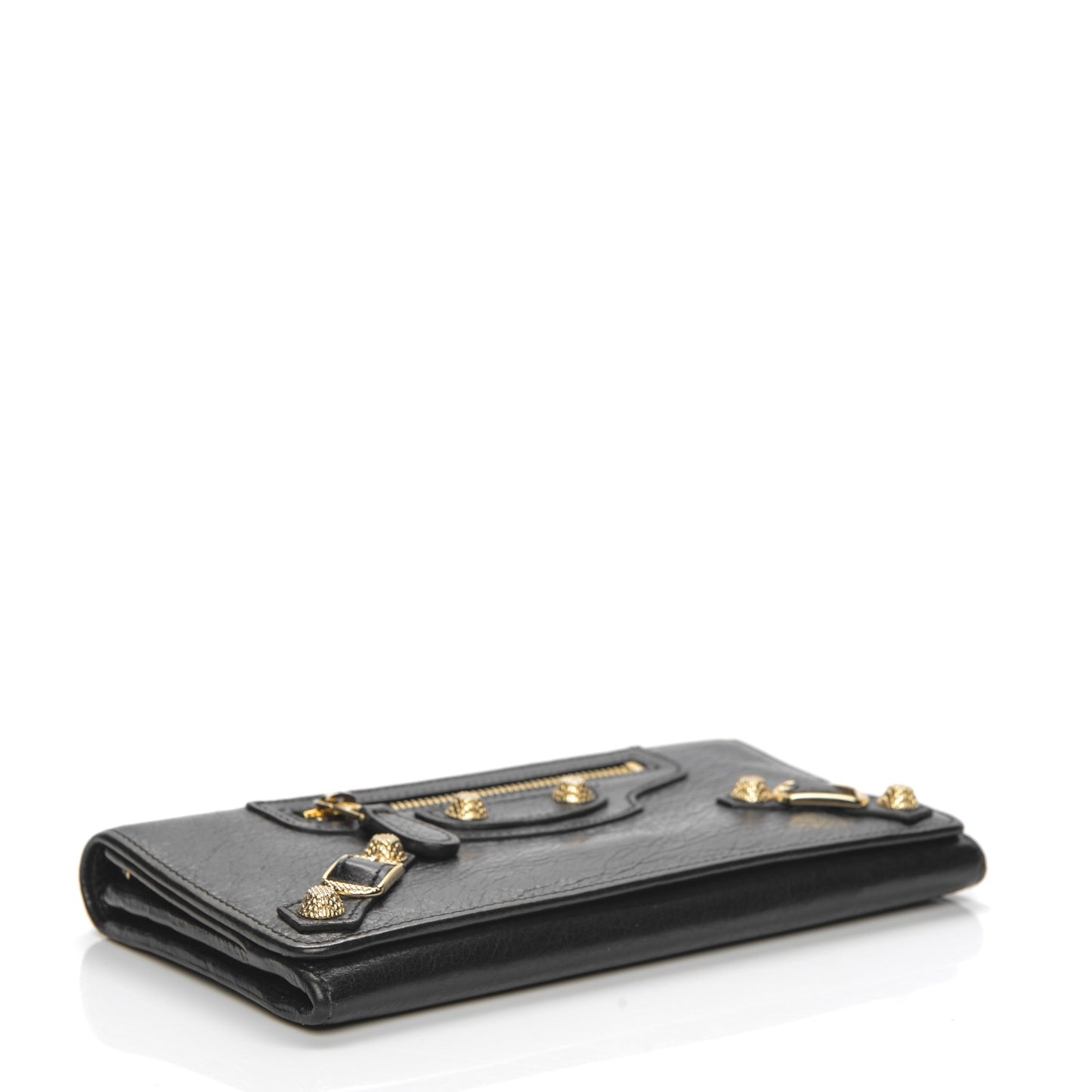 Agneau Giant 12 Gold Hardware Money Wallet Black