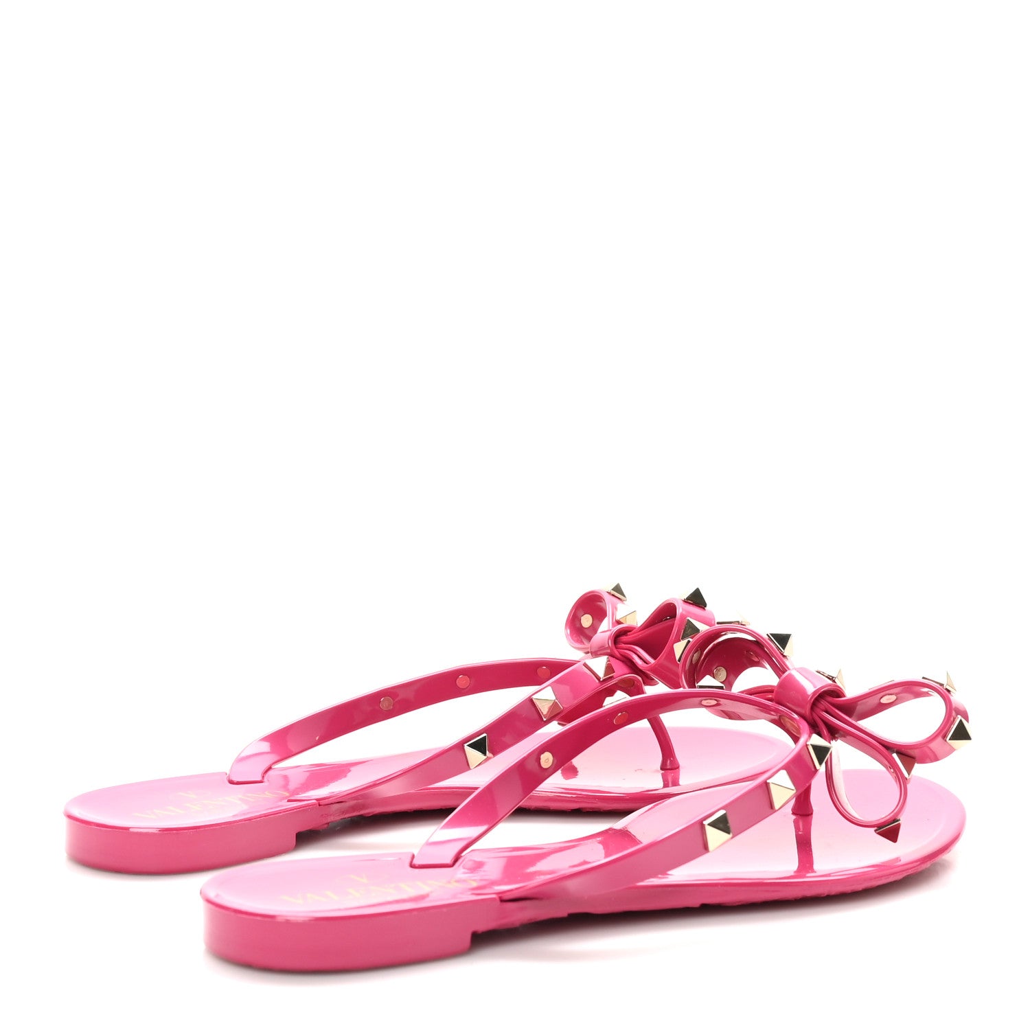 Valentino Garavani PVC Jelly Rockstud Bow Thong Sandals 36 Sweet Pink 5 of 9