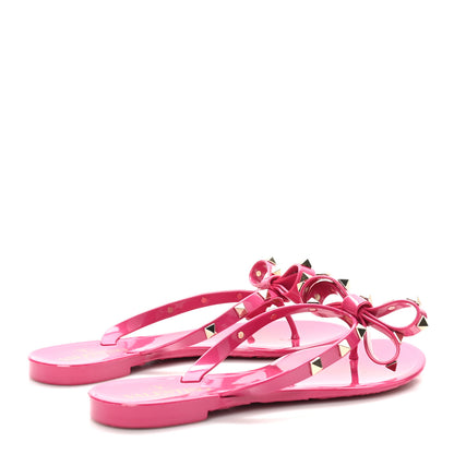 Valentino Garavani PVC Jelly Rockstud Bow Thong Sandals 36 Sweet Pink 5 of 9