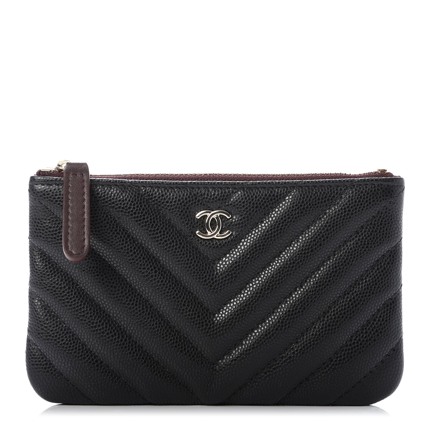 Chanel Caviar Chevron Quilted Small Cosmetic Case Black 1 of 8