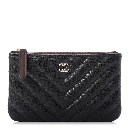 Chanel Caviar Chevron Quilted Small Cosmetic Case Black 1 of 8