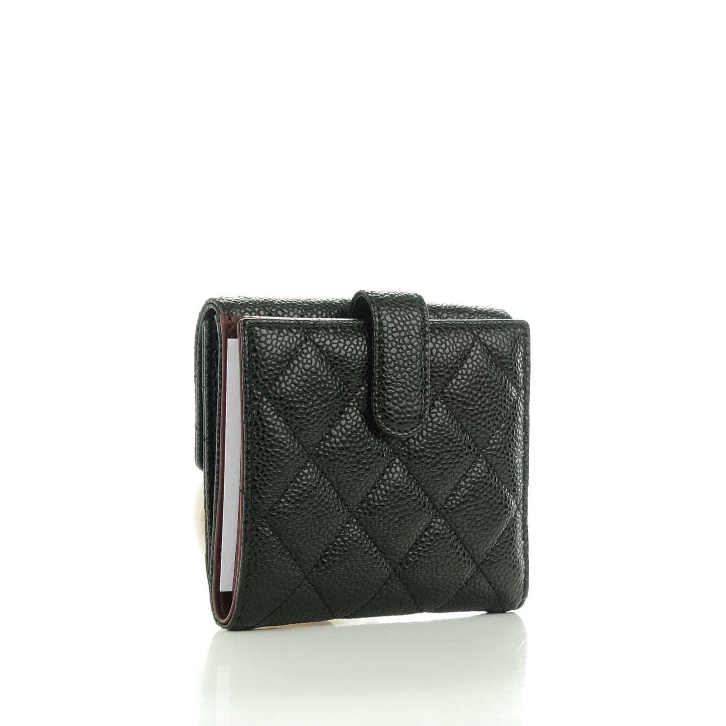 Caviar Quilted Compact French Flap Wallet