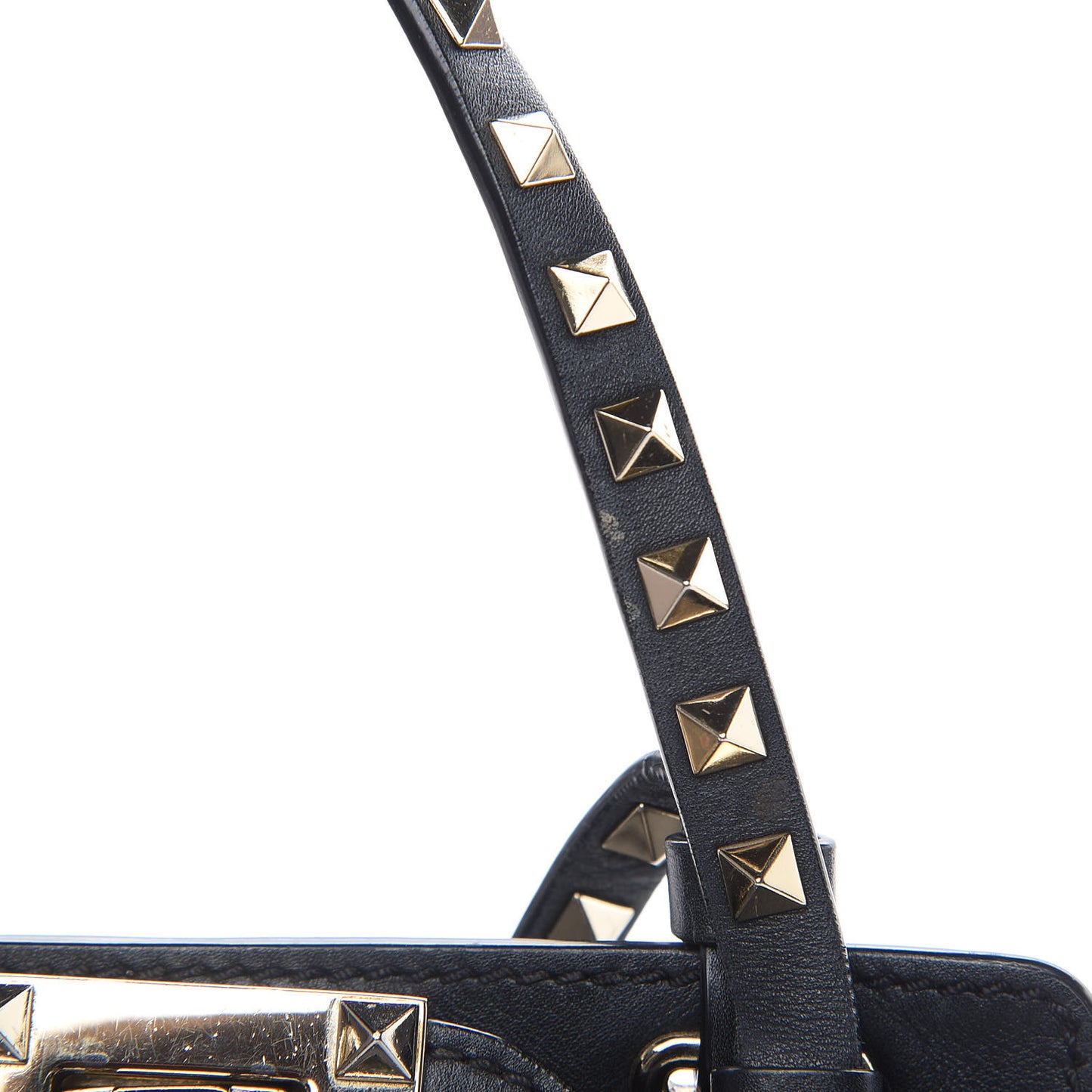 Vitello Mini Rockstud Tote Black