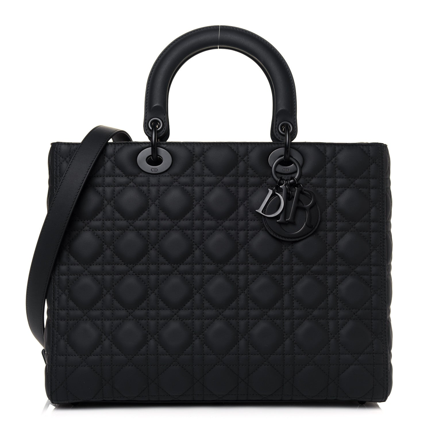 Christian Dior Ultra Matte Calfskin Cannage Large Lady Dior Black 1 of 12