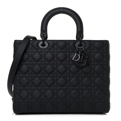 Christian Dior Ultra Matte Calfskin Cannage Large Lady Dior Black 1 of 12