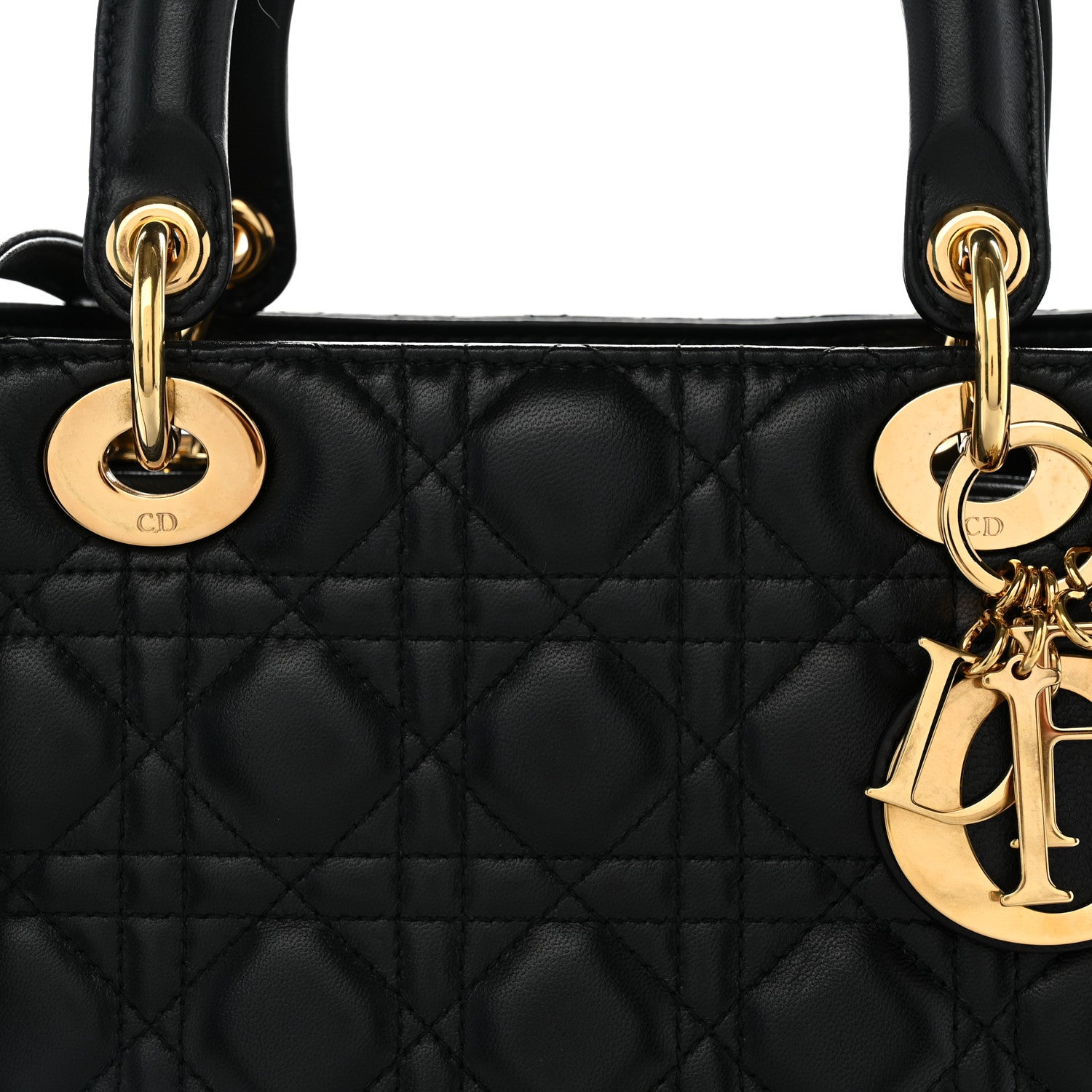 Christian Dior Lambskin Cannage Medium Lady Dior Black 7 of 9