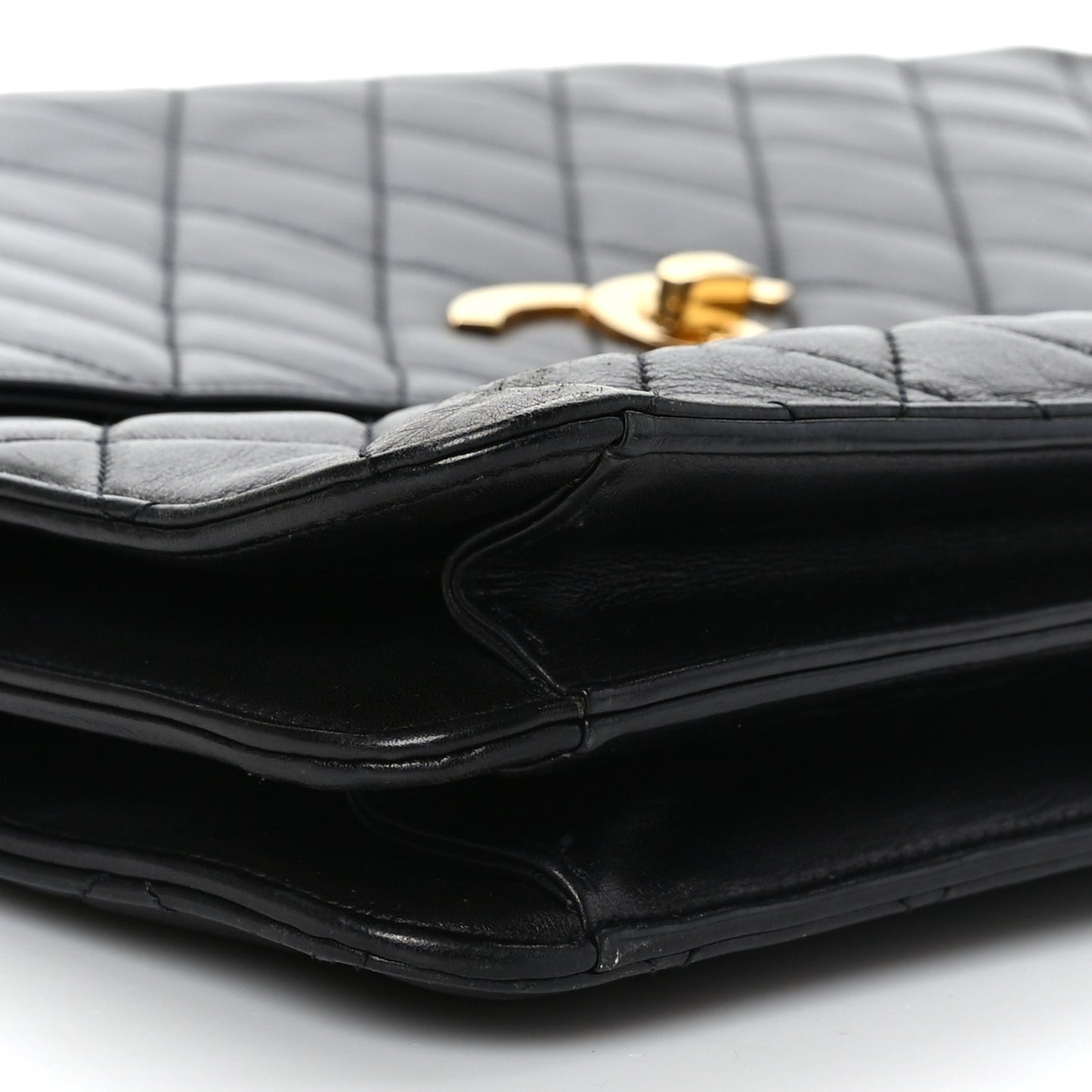 Lambskin Quilted Briefcase Laptop Bag Black