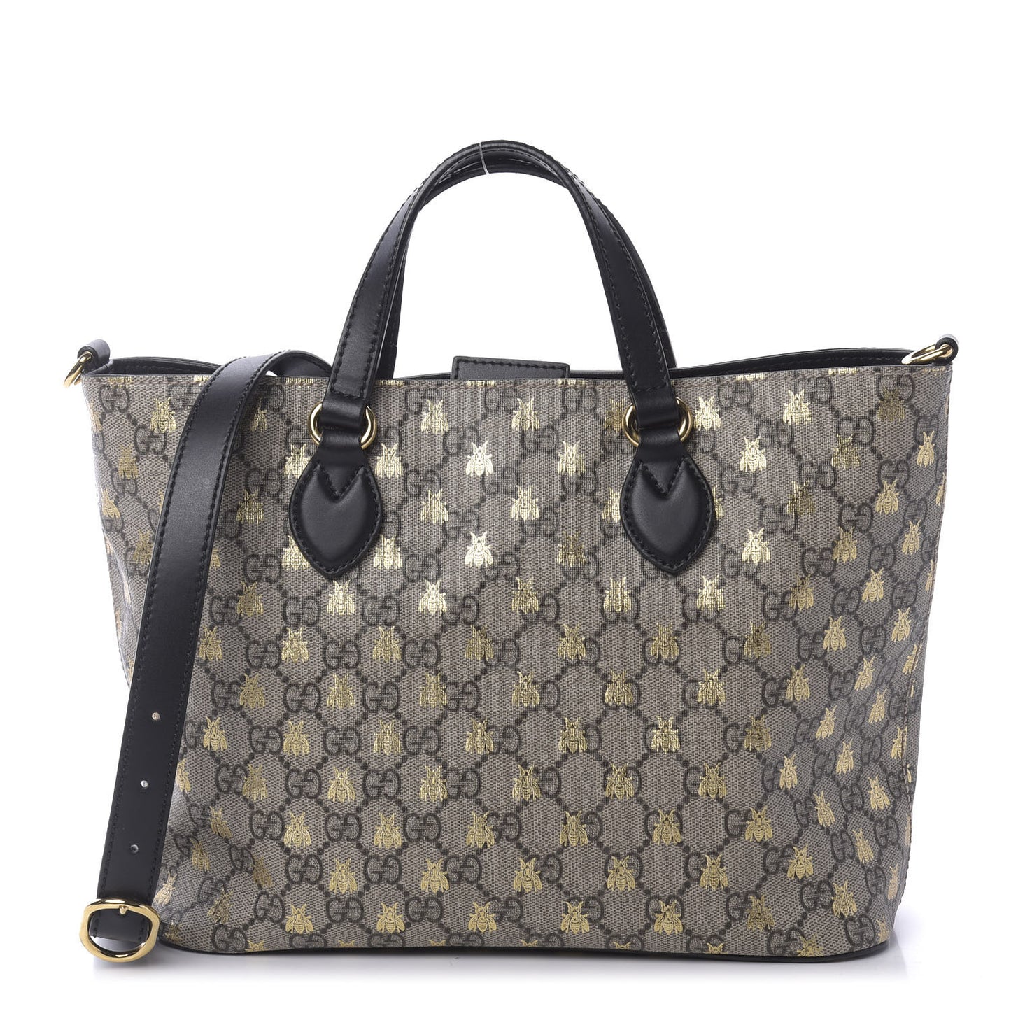 Soft GG Supreme Monogram Bees Small Crossbody Tote Beige Oro Black