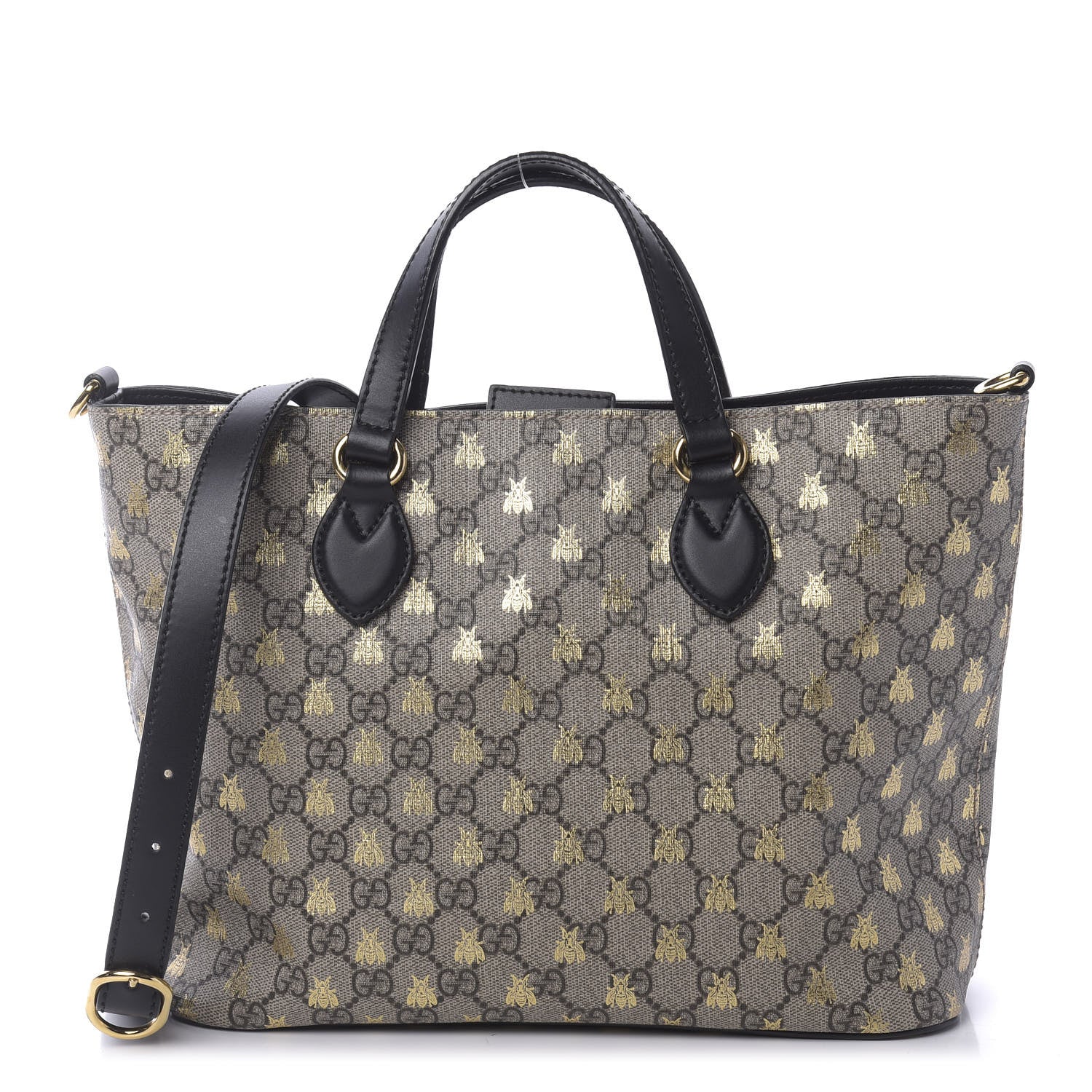 Gucci Soft GG Supreme Monogram Bees Small Crossbody Tote Beige Oro Black 1 of 9