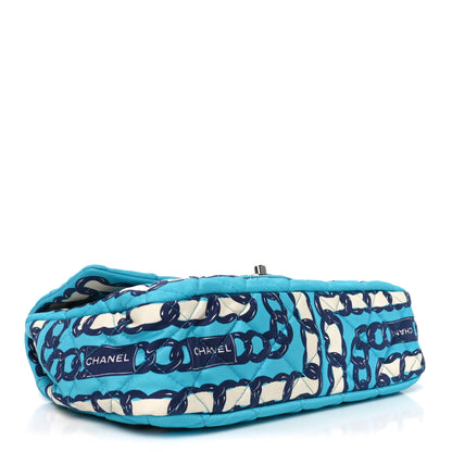 Chanel Silk Chain Printed Medium Single Flap Blue 4 of 11