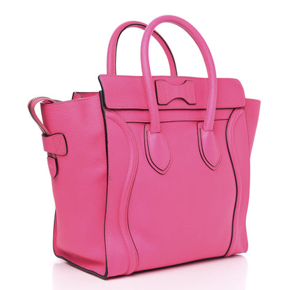 Celine Drummed Calfskin Mini Luggage Fluo Pink 3 of 16
