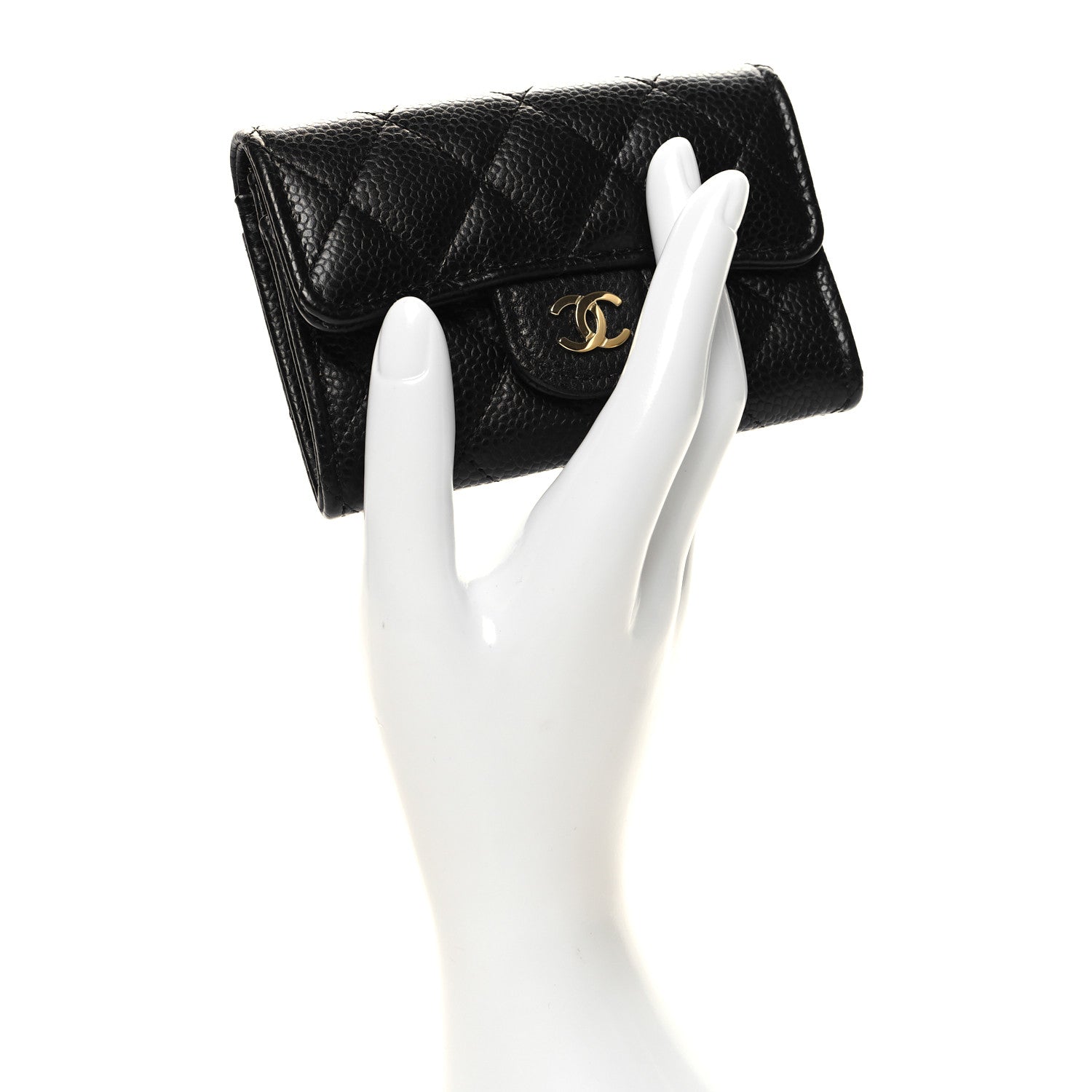 Chanel Caviar Quilted Flap Card Holder Wallet Black 2 of 10
