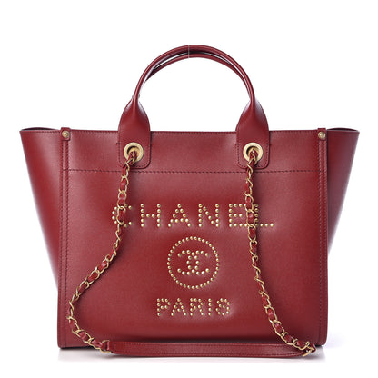 Chanel Caviar Small Studded Deauville Tote Red 1 of 10