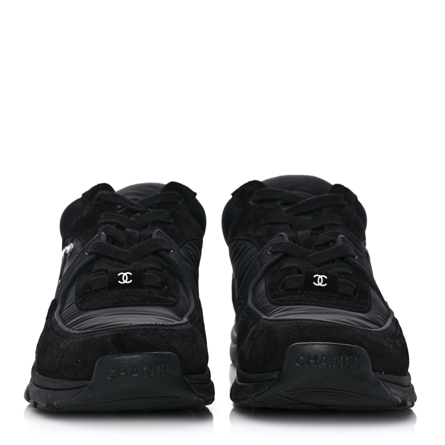 Fabric Calfskin Suede CC Sneakers 38 Black