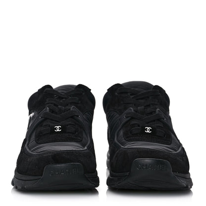 Chanel Fabric Calfskin Suede CC Sneakers 38 Black 2 of 8