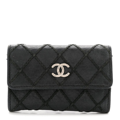 Chanel Calfskin Diamond Stitched Card Holder Wallet Black 1 of 10