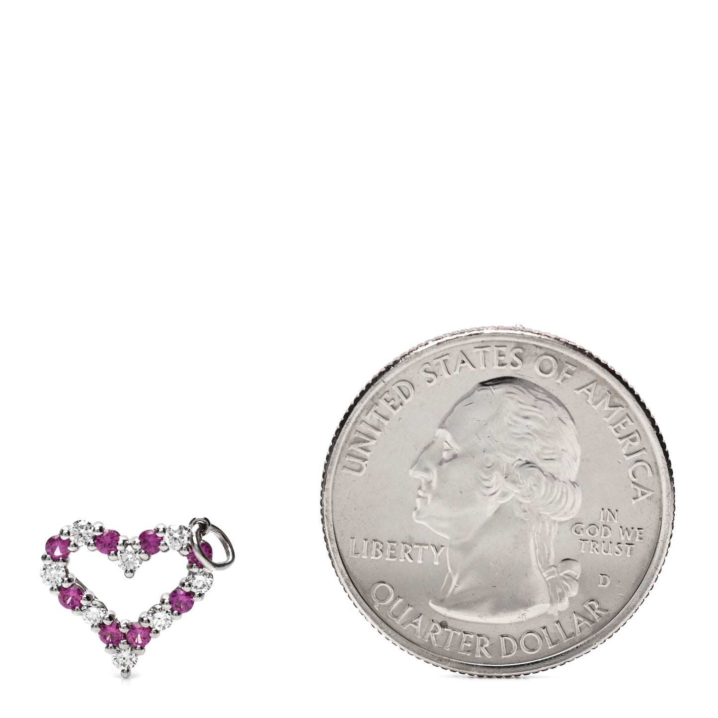 Platinum Diamond Pink Sapphire Mini Heart Charm