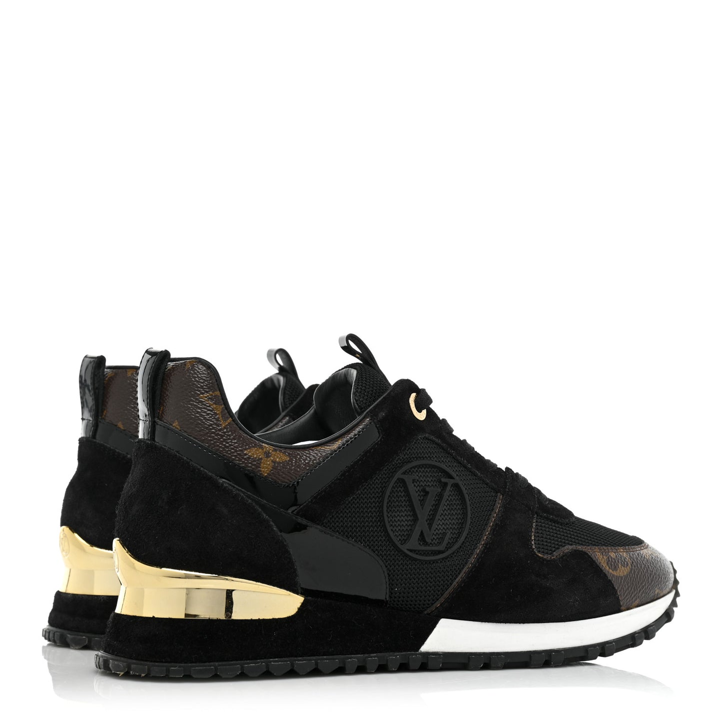 Suede Monogram Run Away Sneakers 38 Black
