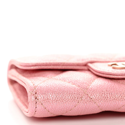 Chanel Iridescent Caviar Quilted Flap Card Holder Rose Pink 11 of 12