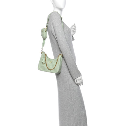 Prada Yarn Raffia Effect Crochet Re-Edition 2005 Shoulder Bag Acqua 3 of 19