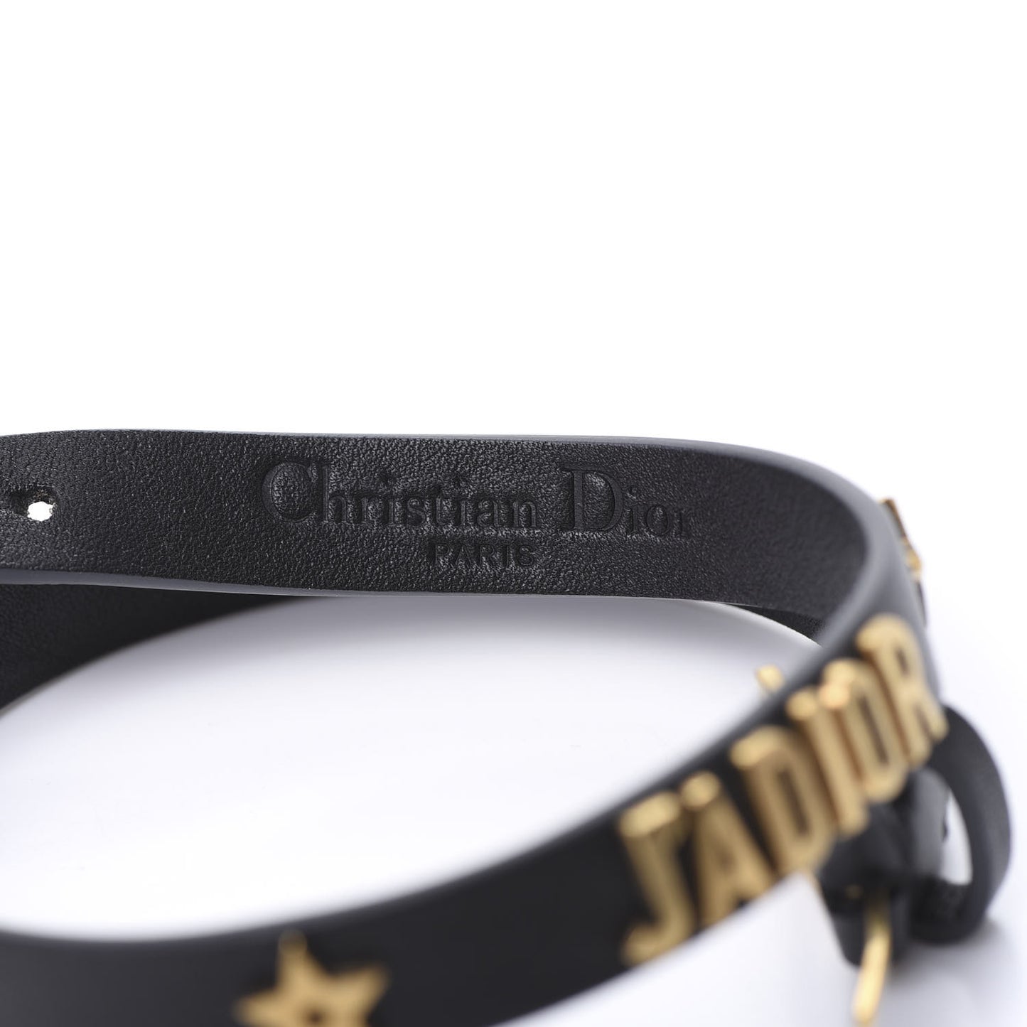 Calfskin Star J'Adior Double Bracelet Black
