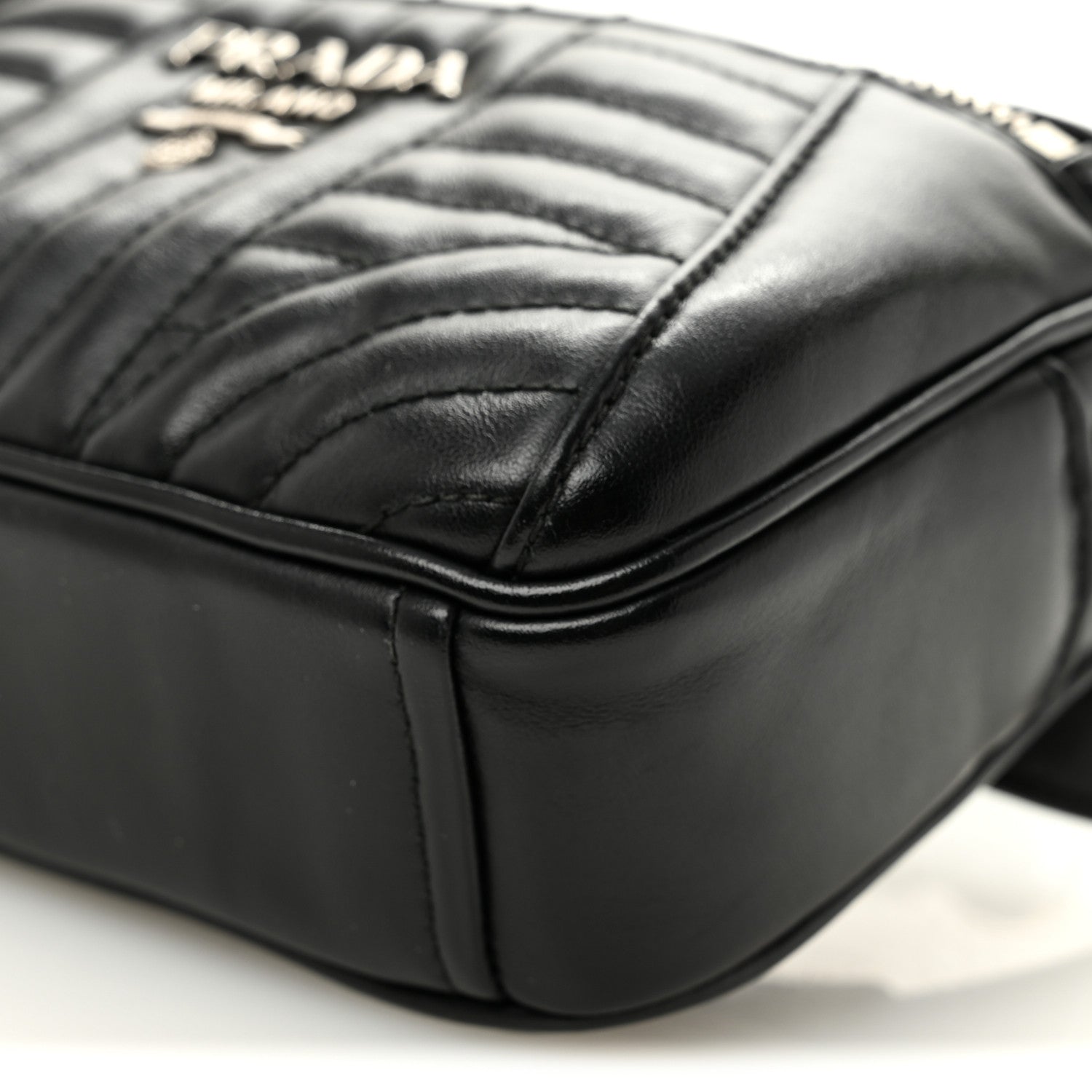 Prada Soft Calfskin Impunture Diagramme Belt Bag Black 9 of 9