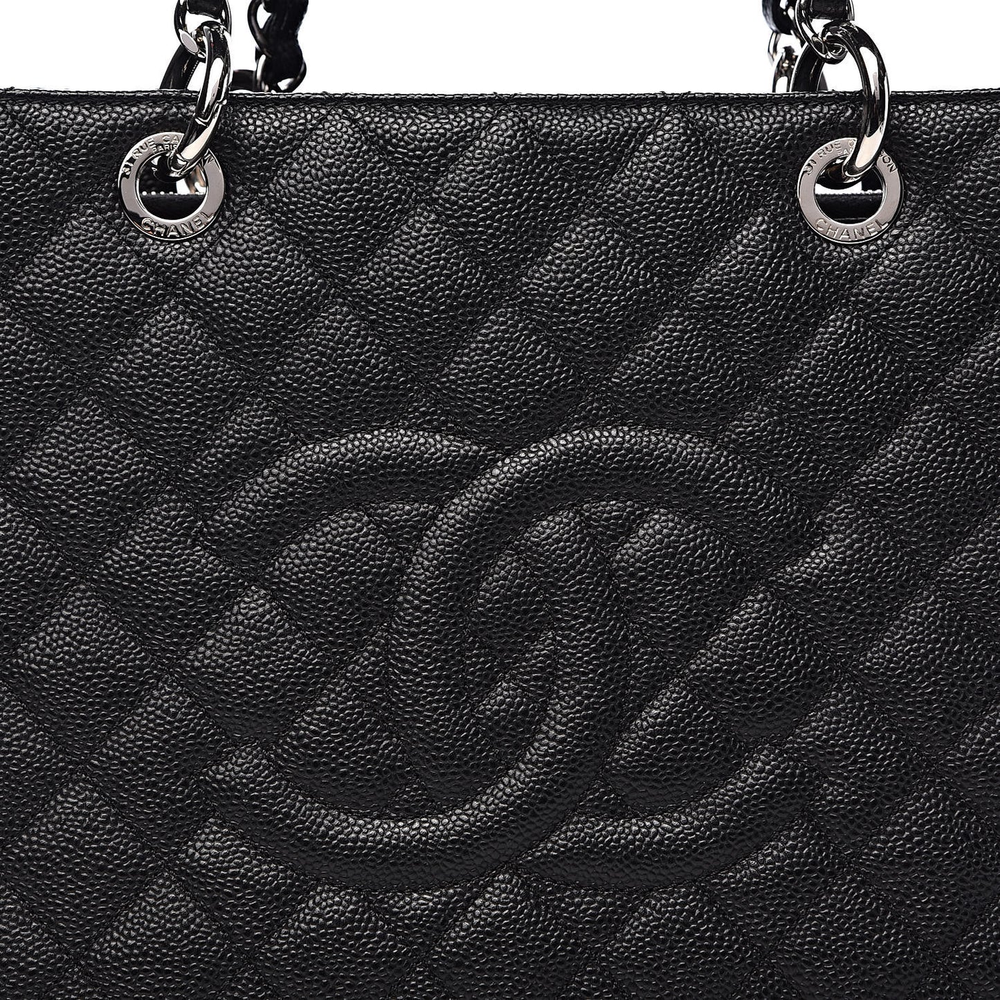 Caviar Quilted Grand Shopping Tote GST Black