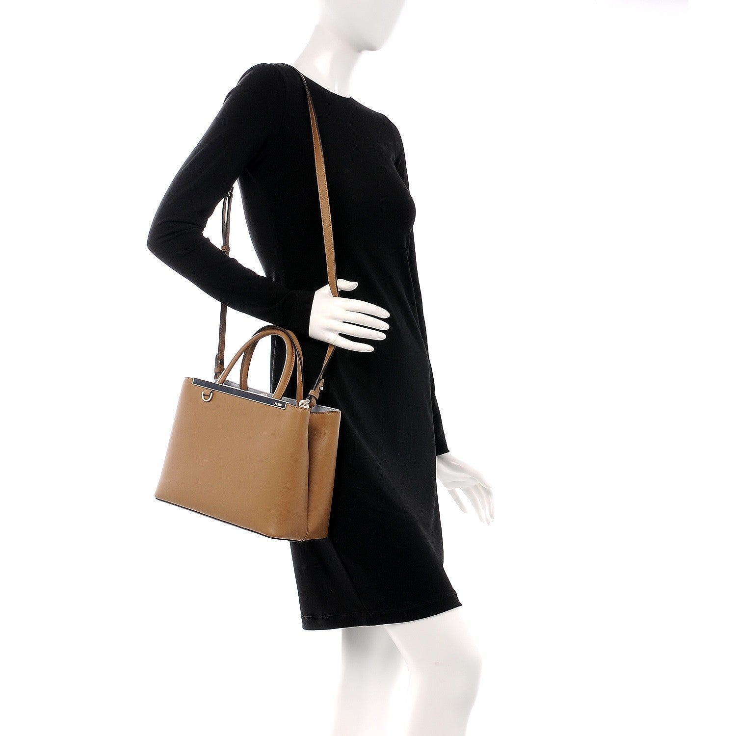 Fendi Vitello Dolce Century Petite 2Jours Tote Sand Polvere 2 of 8