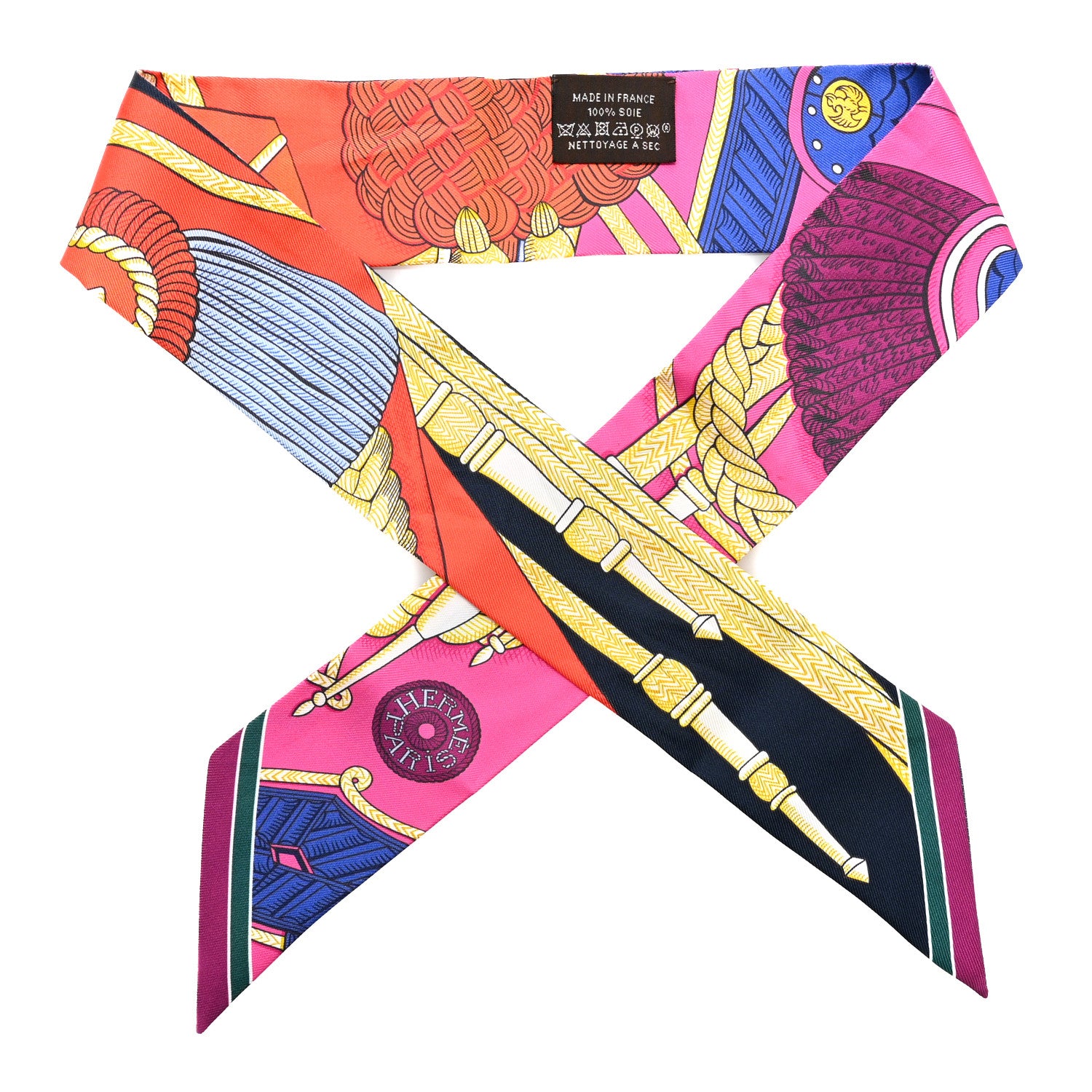 Hermes Silk Zouaves Et Dragons Twilly Rose Orange Multicolor 1 of 4