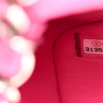 Chanel Lambskin Quilted Mini Rectangular Flap Neon Pink 7 of 11