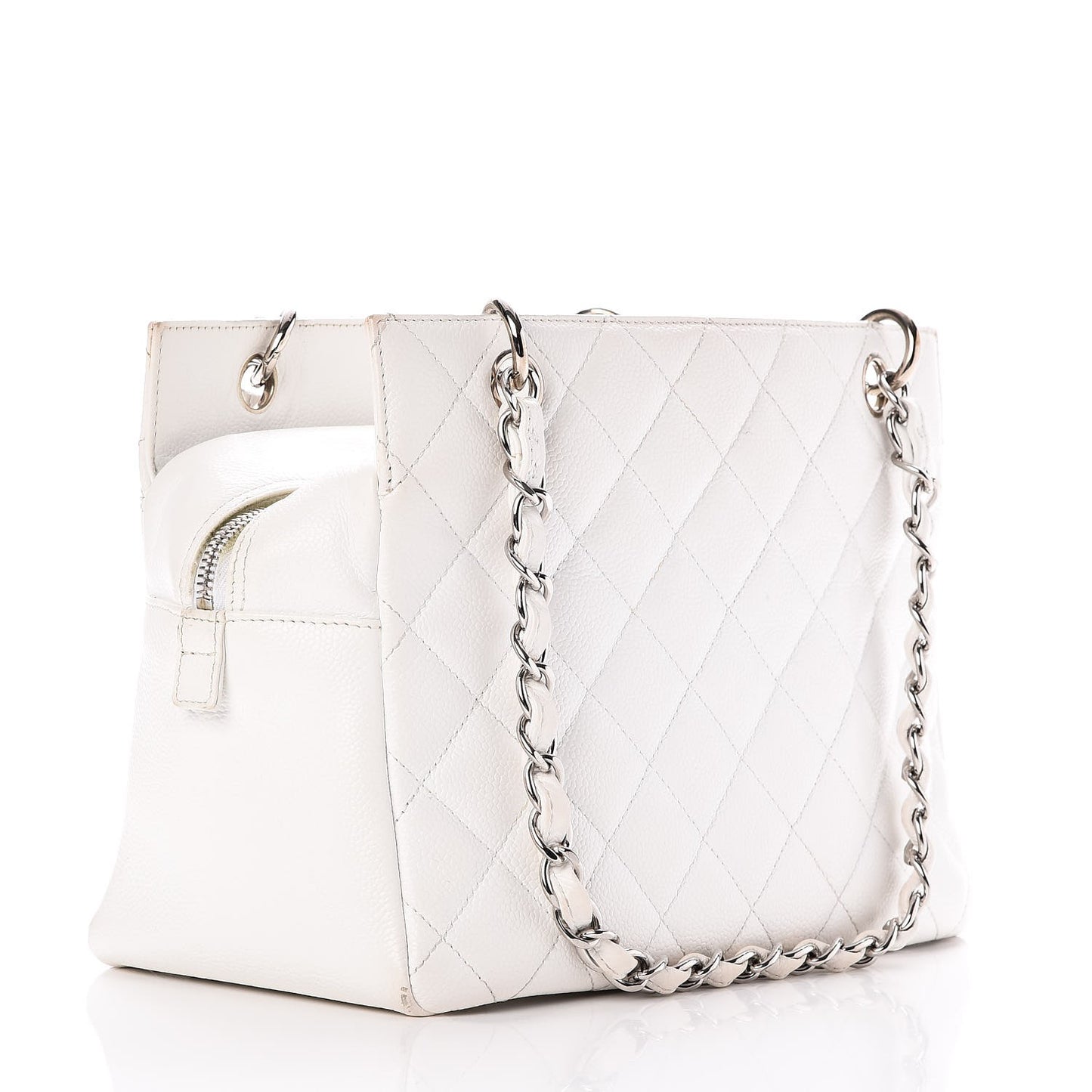 Caviar Quilted Petit Timeless Tote PTT White
