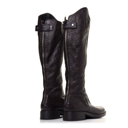 Gucci Guccissima Calfskin Miro Soft Knee High Riding Boots 39.5 Chocolate 4 of 7