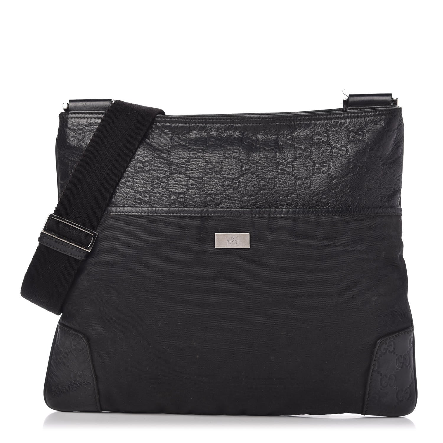 Gucci Guccissima Nylon Messenger Bag Black 1 of 12
