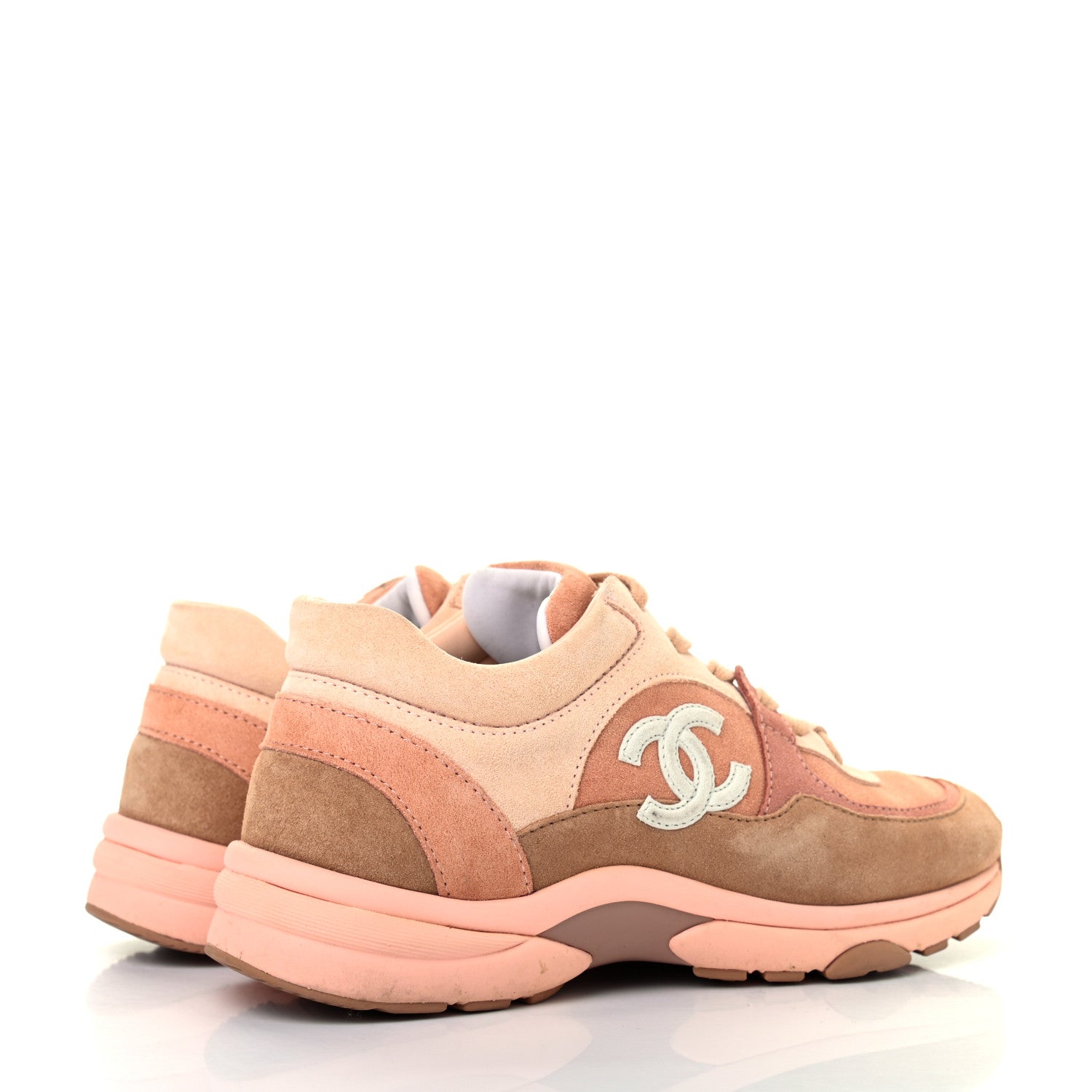 Chanel Nylon Lambskin Suede Calfskin CC Sneakers 36.5 Pink 4 of 7