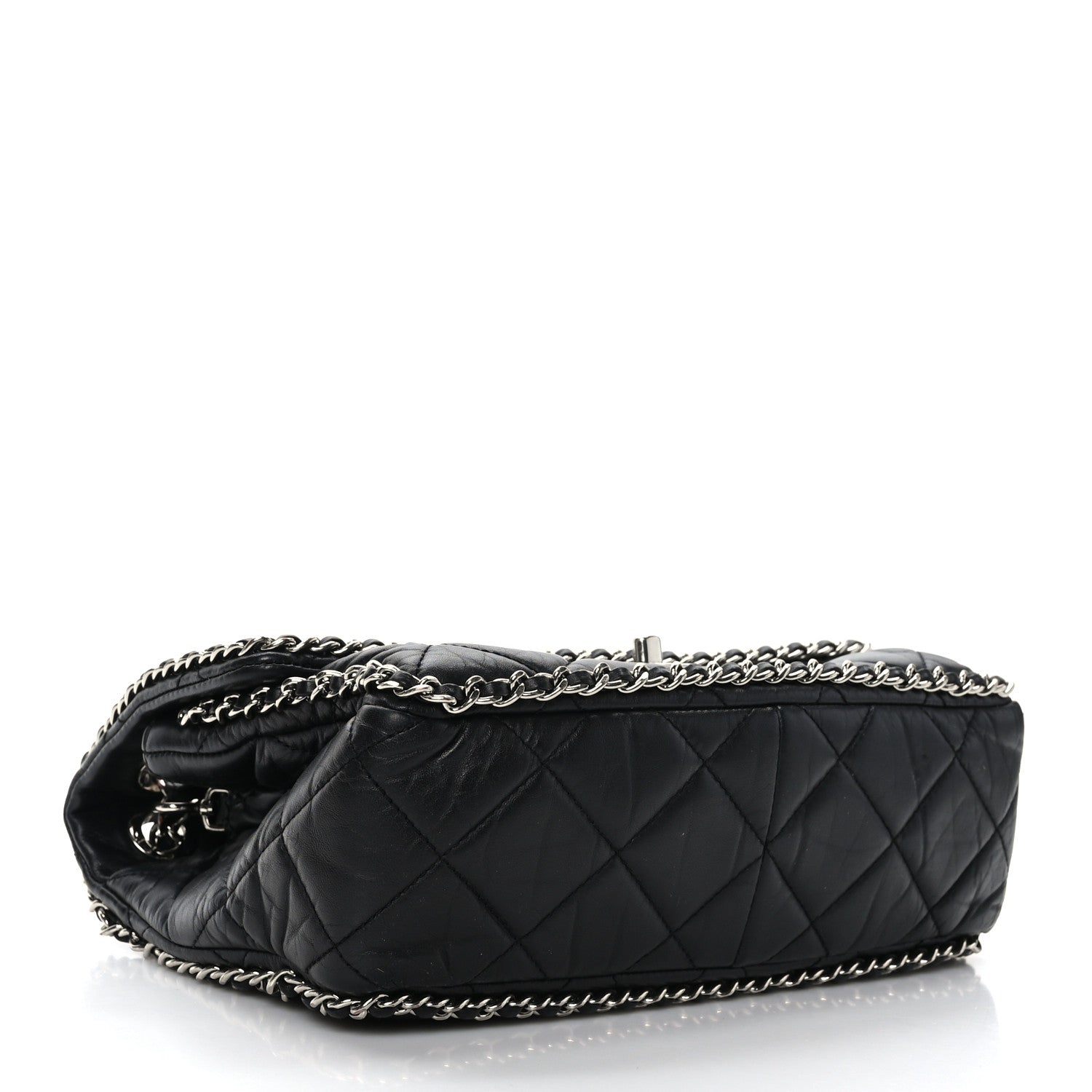Chanel Crumpled Calfskin Medium Chain All Over Flap Black 4 of 9