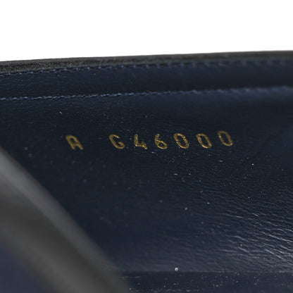Chanel Suede Patent Crystal CC Cap Toe Slingback Flats 41 Navy Black 9 of 9
