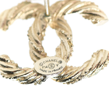 Chanel Crystal Textured CC Earrings Gold 4 of 4