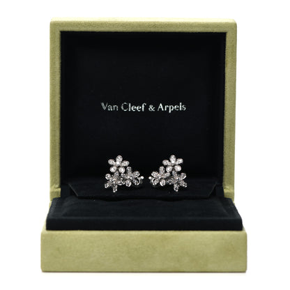 Van Cleef & Arpels 18K White Gold Diamond Socrate 3 Flowers Earrings 7 of 7