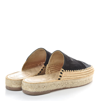 Chanel Suede Grosgrain CC Espadrille Mules 38 Black 4 of 9