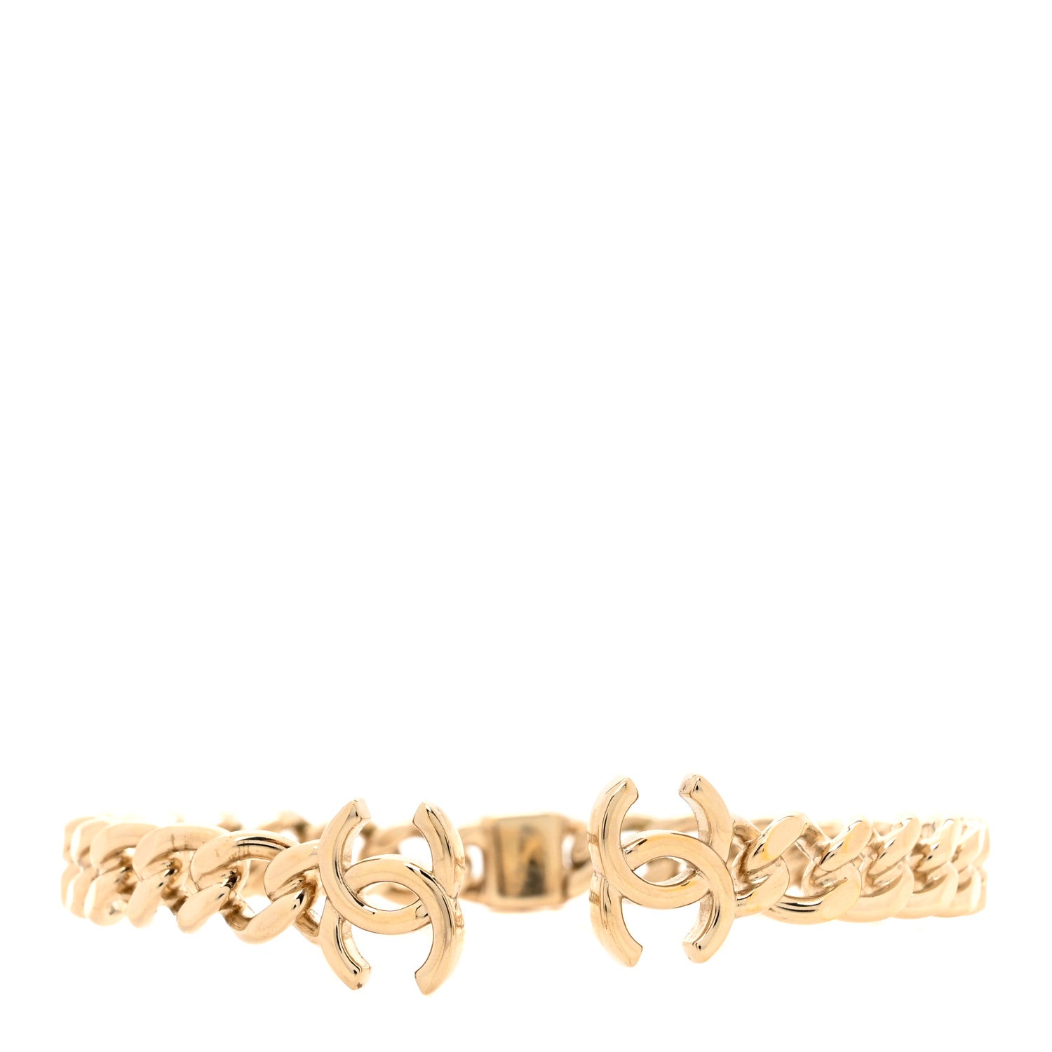Chanel Metal CC Chain Link Choker Necklace S Gold 1 of 5