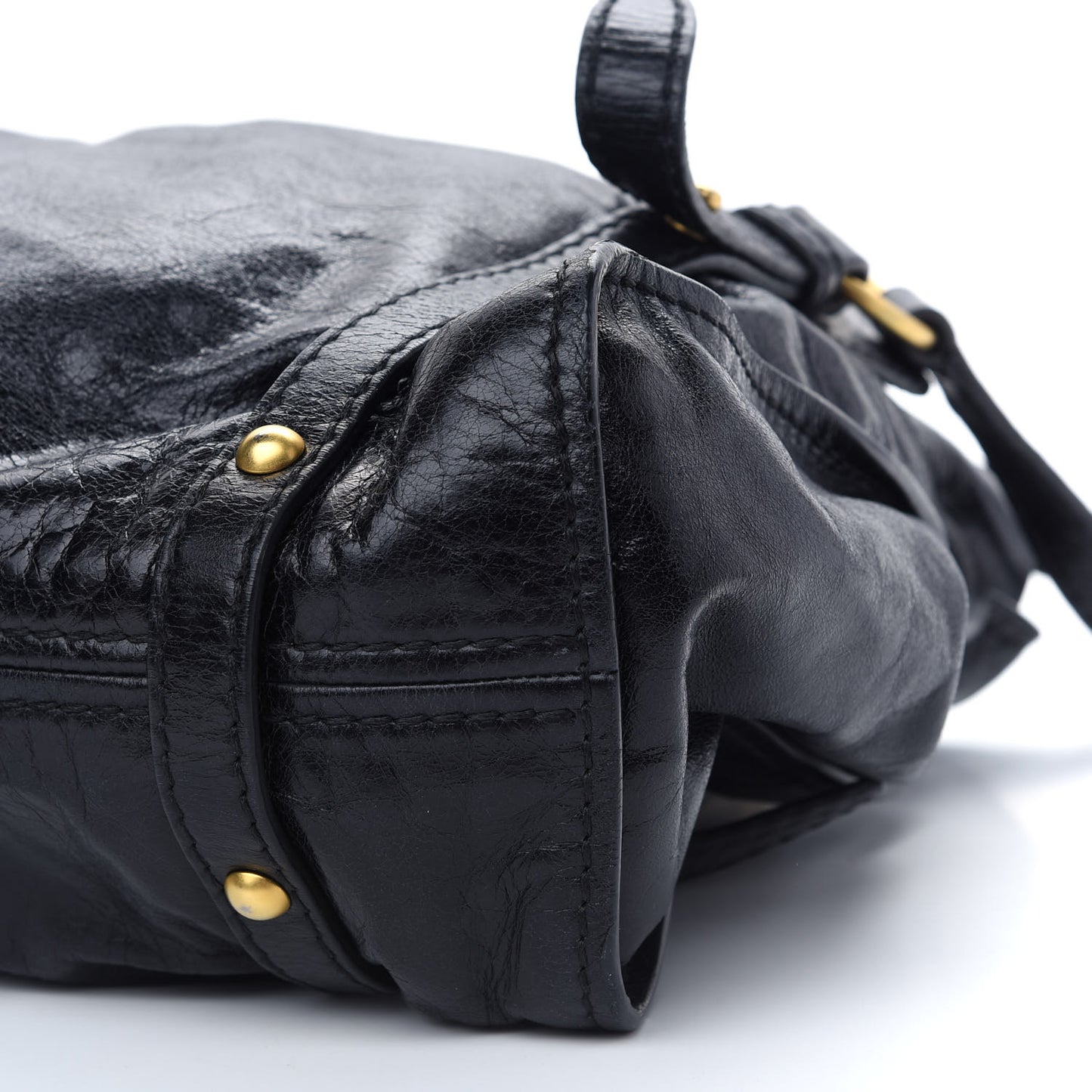 Vitello Drawstring Bow Satchel Black