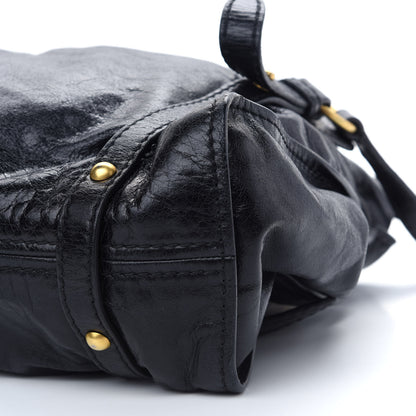 Miu Miu Vitello Drawstring Bow Satchel Black 4 of 9