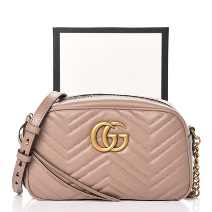 Gucci Calfskin Matelasse Small GG Marmont Chain Shoulder Bag Taupe 8 of 8