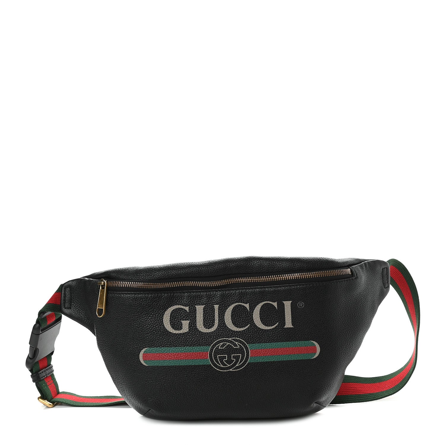 Gucci Grained Calfskin Logo Belt Bag Black 1 of 9