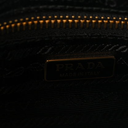 Prada Glossy Calfskin Triangle Medium Bonnie Shoulder Bag Black 6 of 10