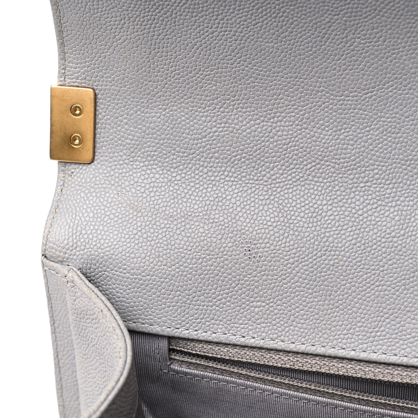 Caviar Quilted New Medium Boy Flap Grey