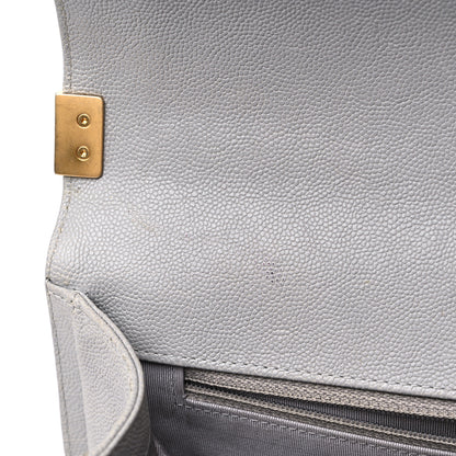 Chanel Caviar Quilted New Medium Boy Flap Grey 13 of 19