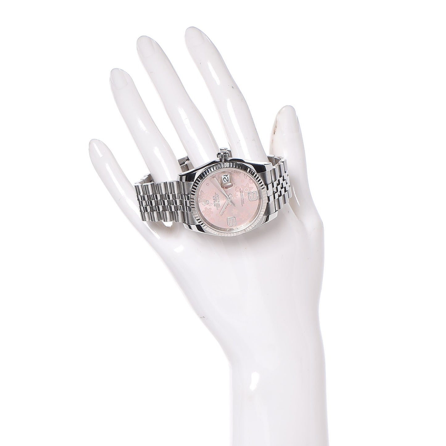 Stainless Steel 18K White Gold 36mm Oyster Perpetual Datejust Watch Pink Flowers 116234