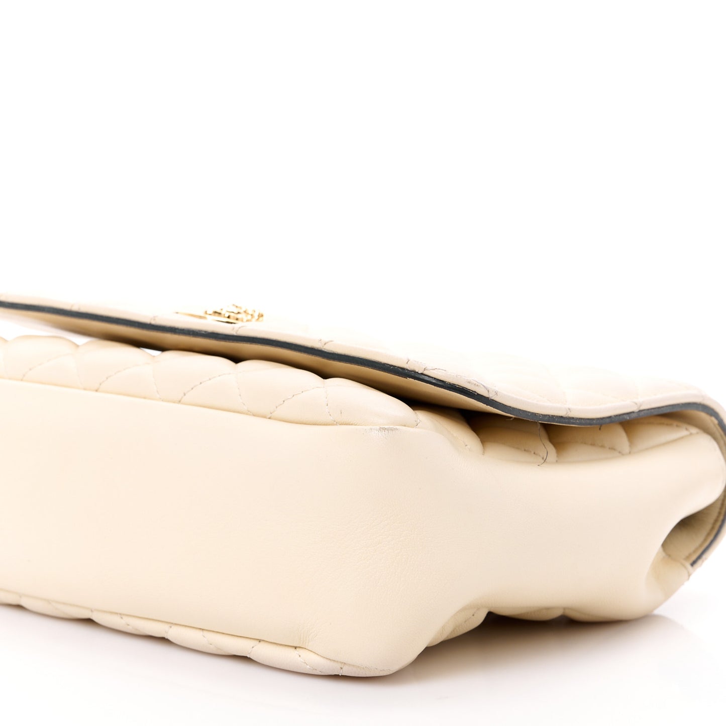 Nappa Quilted Medusa Chain Crossbody Beige
