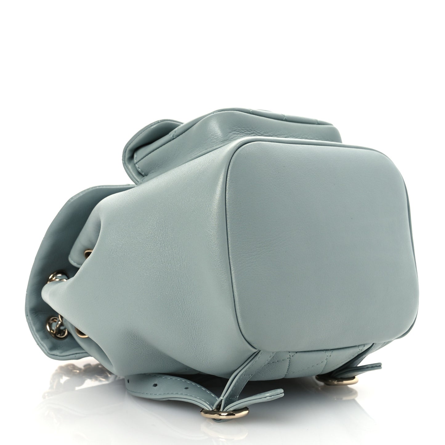 Lambskin Quilted Small Duma Drawstring Backpack Light Blue